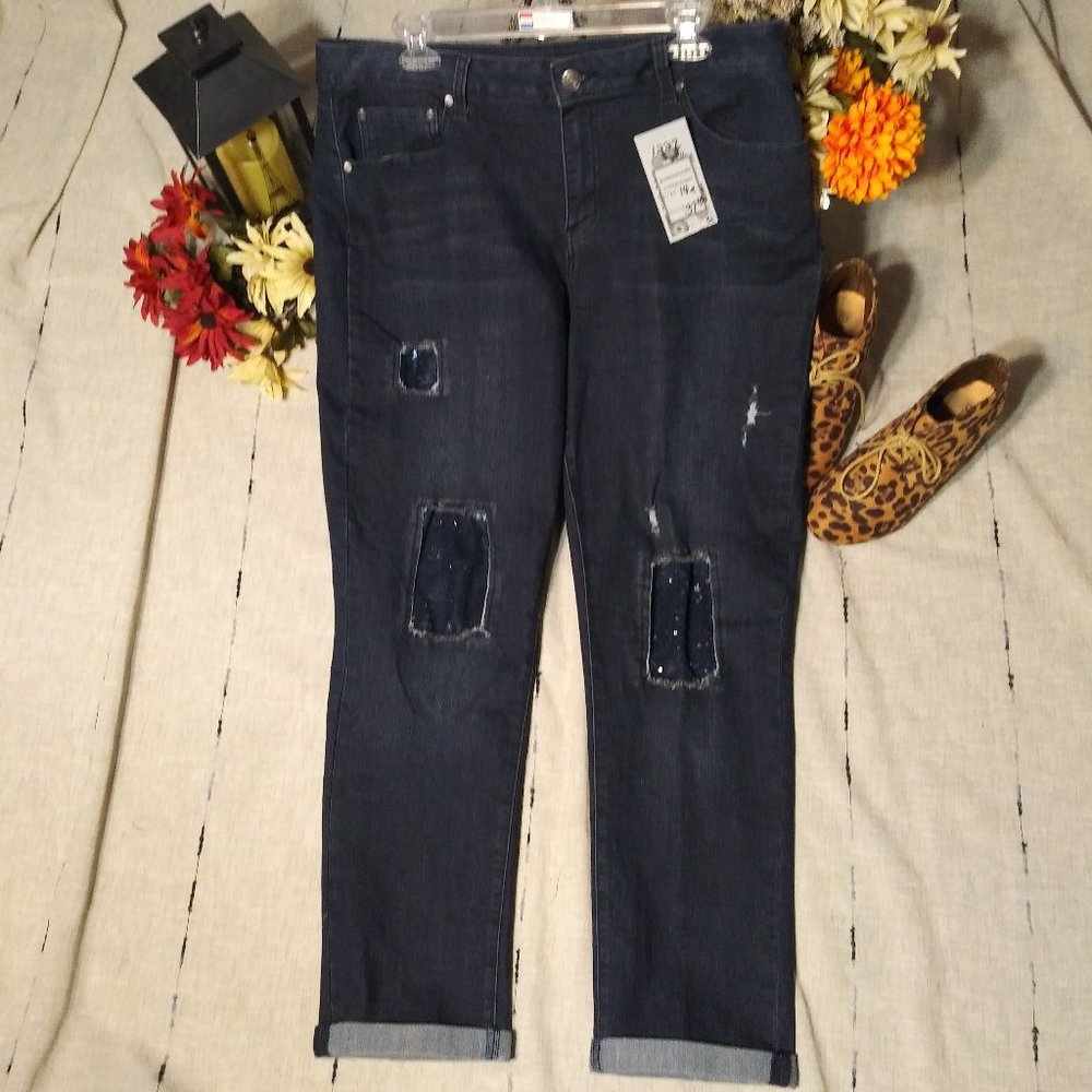 1227 Size 14R New Directions Patched Jeans